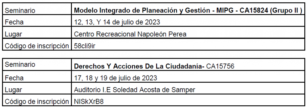 Imagen con información de seminarios